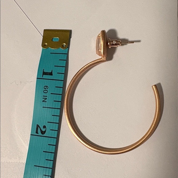 EUC [Kendra Scott] Small Pepper Blush Wood Stone Rose Gold Hoop Earrings - Picture 10 of 13